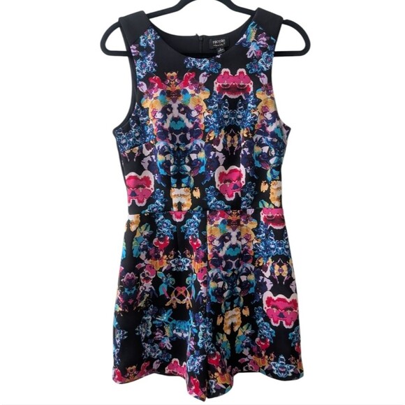Nicole Miller Sleeveless Romper Dress Multi Floral Size Small - Picture 1 of 6